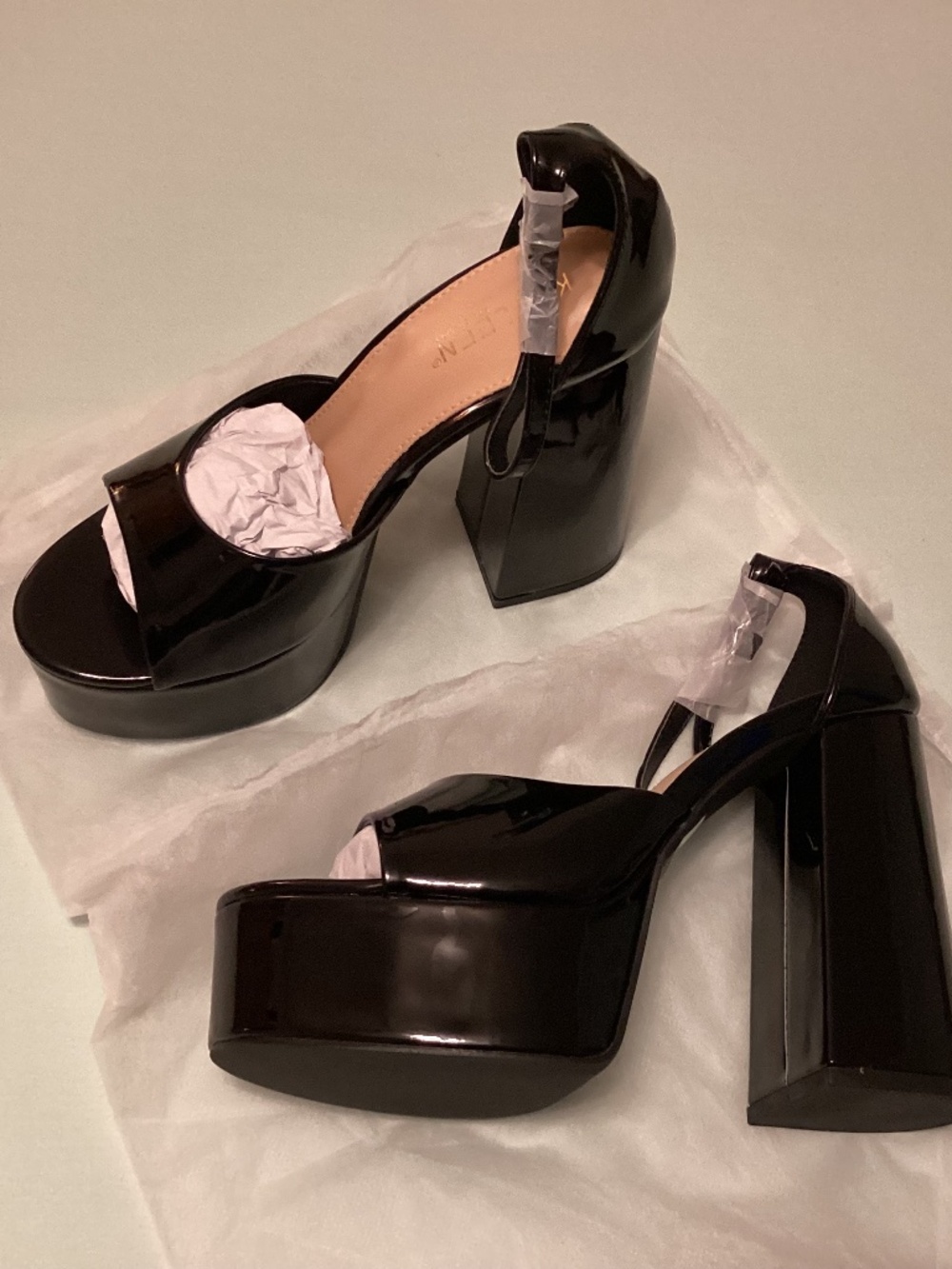 Kayleen platform patent heels, NEW